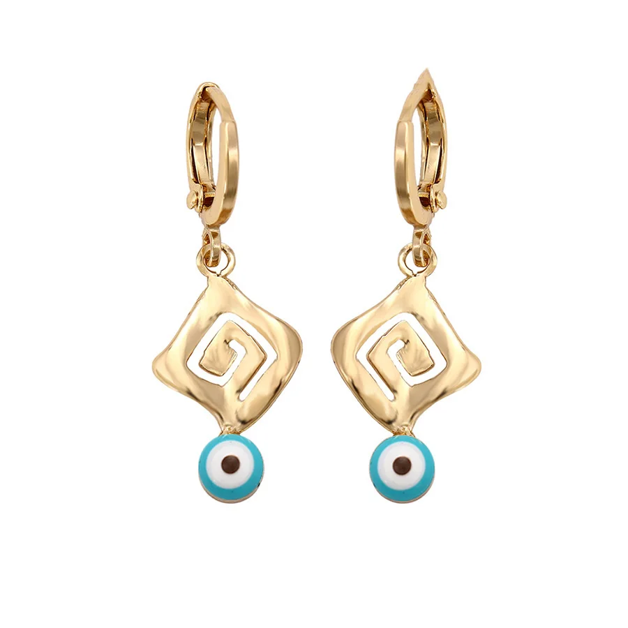 

93764 xuping muslim evil eye drop golden earring designs for women, 18k gold color