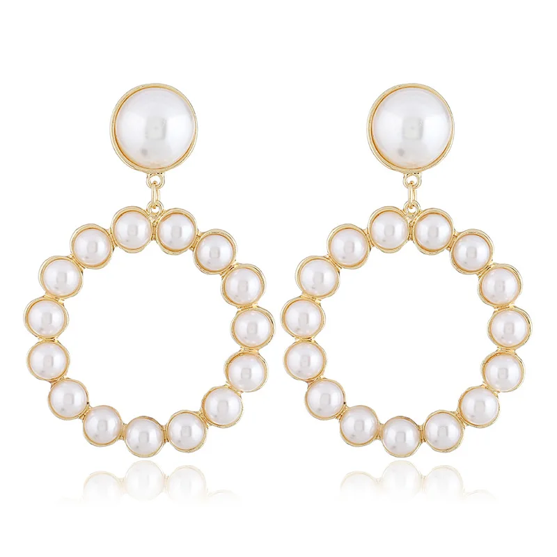 

Fashion silver gold pearl drop earring hoops for women wholesale N81269