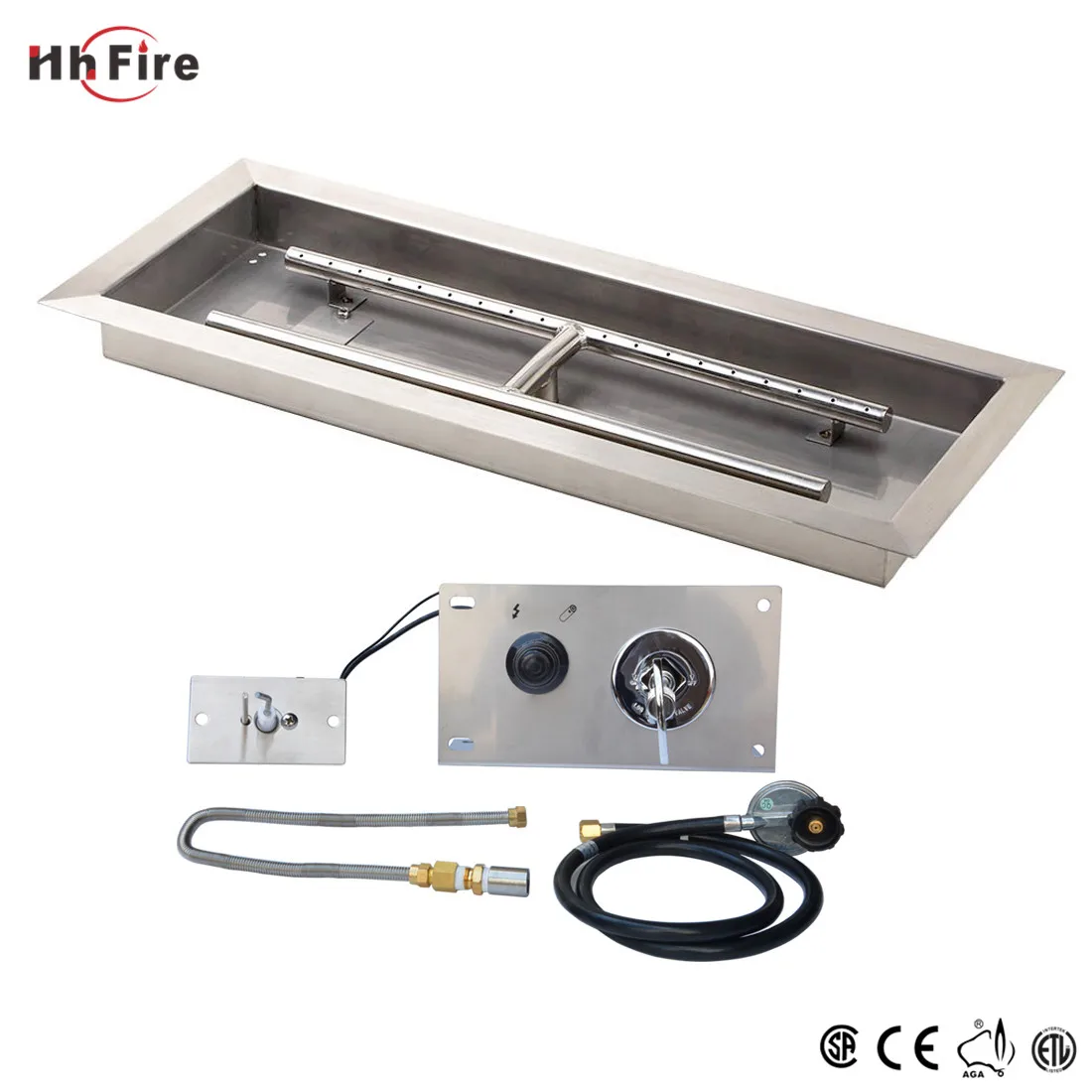 Diy Factory Price Rectangle Ss304 Fire Pit System With H Shape