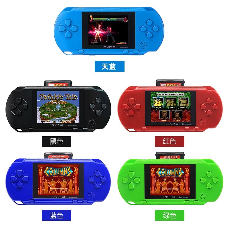 

Built-in 150 Classic Games 3 Inch 16 Bit PXP3 Slim Station Handheld Game Video Games Player, Blue/black/red/green