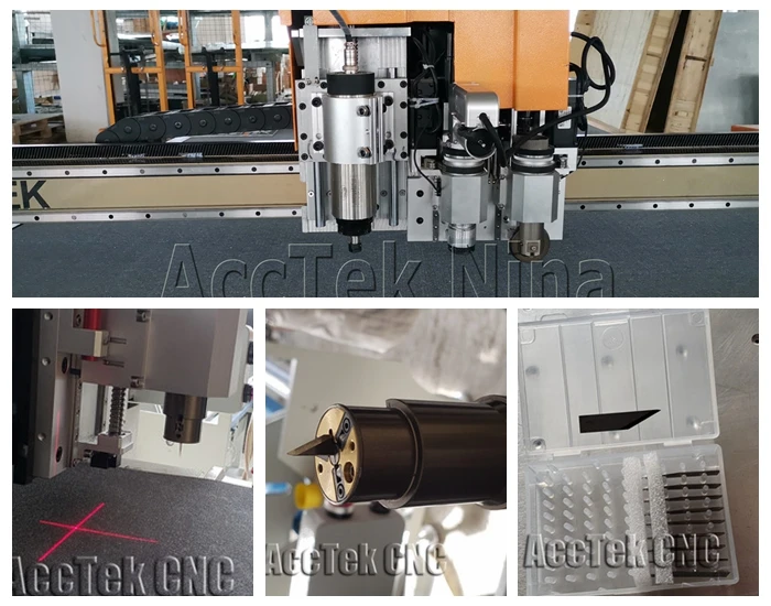 AccTek 1600*2500mm work area cnc oscillating vibrating knife cutting machine for foma fabric leather round knife cutter