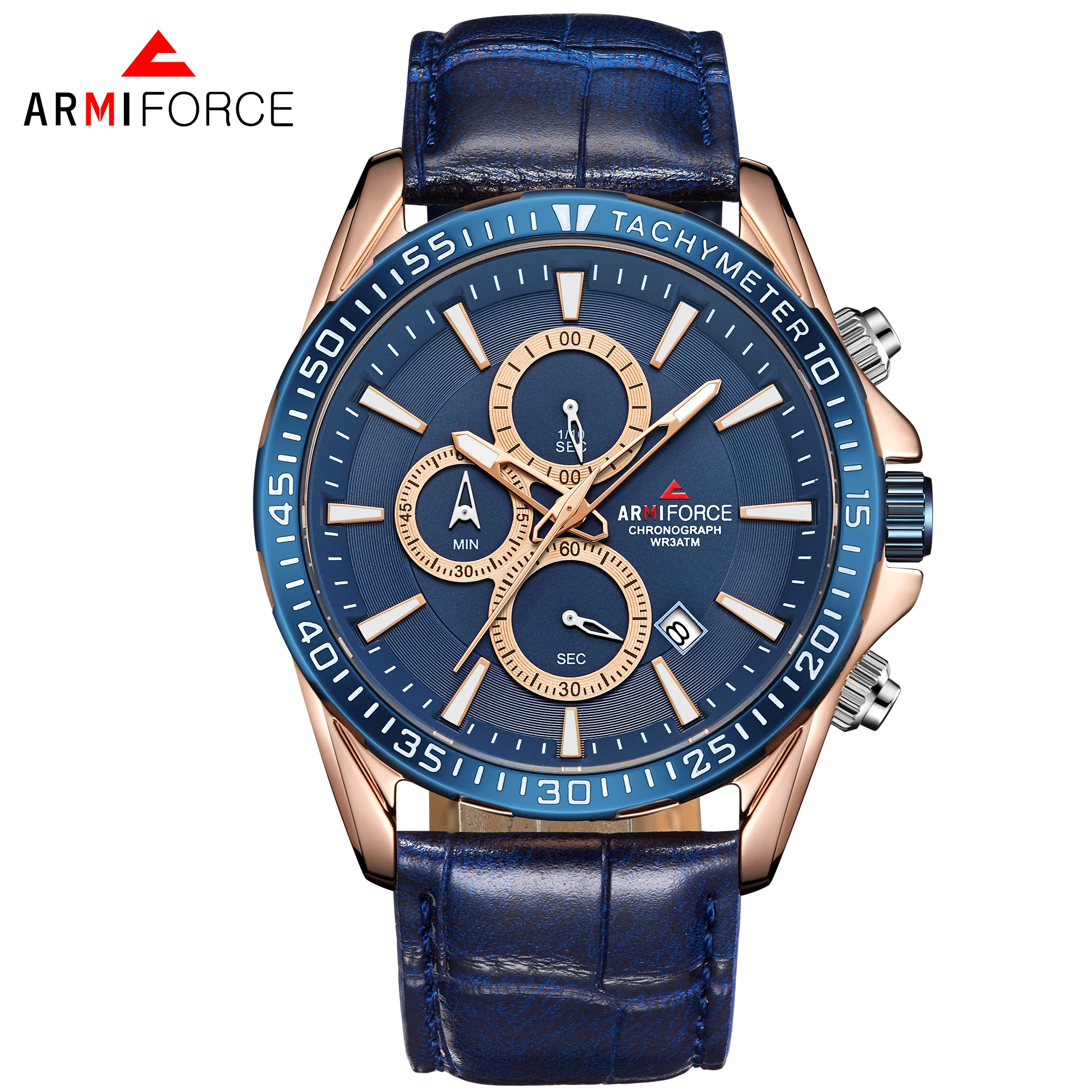 

2018 ARMIFORCE New Fashion Brand Men Watch Quartz Genuine Leather Band Watches Male Army Sport Military Chronograph Analog Clock