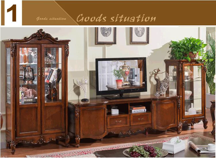 Antique High Living Room Wooden furniture lcd TV Stand p10285