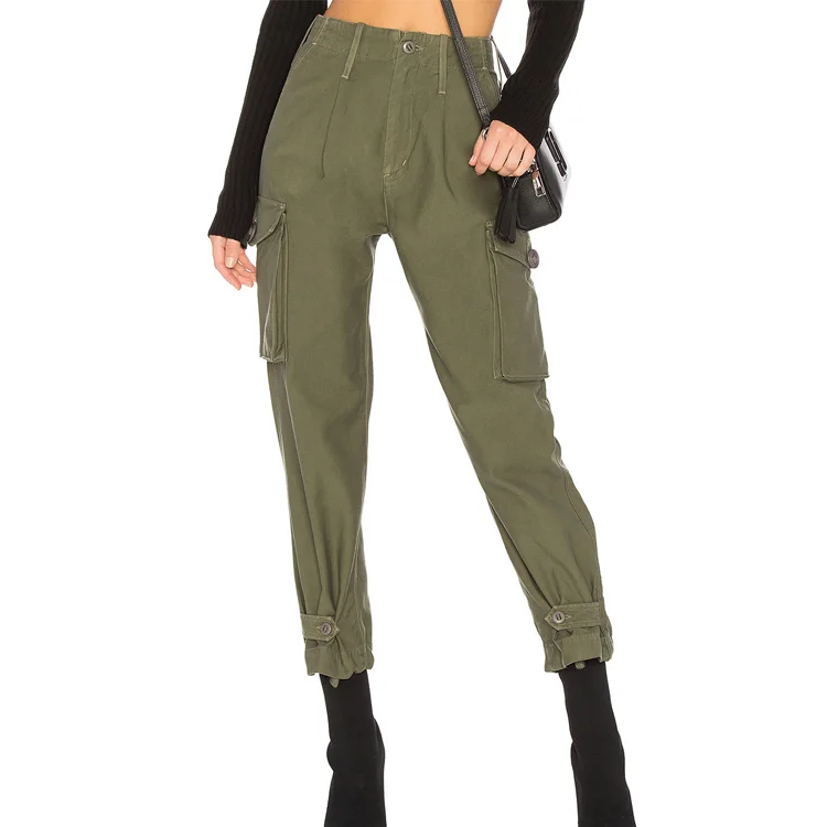 Yl Oem Custom Fashion Wholesale High Waist Army Cargo Pants With Side