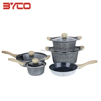 

9 Pcs Ceramic Nonstick Granite Masterclass Premium Wooden Handle Cookware Set