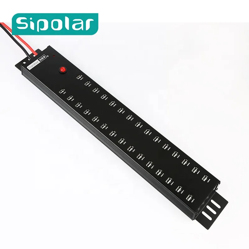

Sipolar A-812 Industrial grade 30 port USB 2.0 hub multi por charger hub for smartphone tablets charging and data transmission, Black