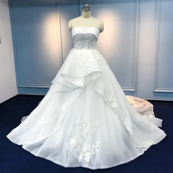 New Design Customized Size Off Shoulder Bondage Ivory Wedding