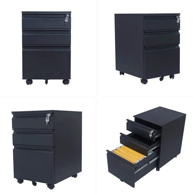 Black Office Mobile Gooseneck Storage Cabinet