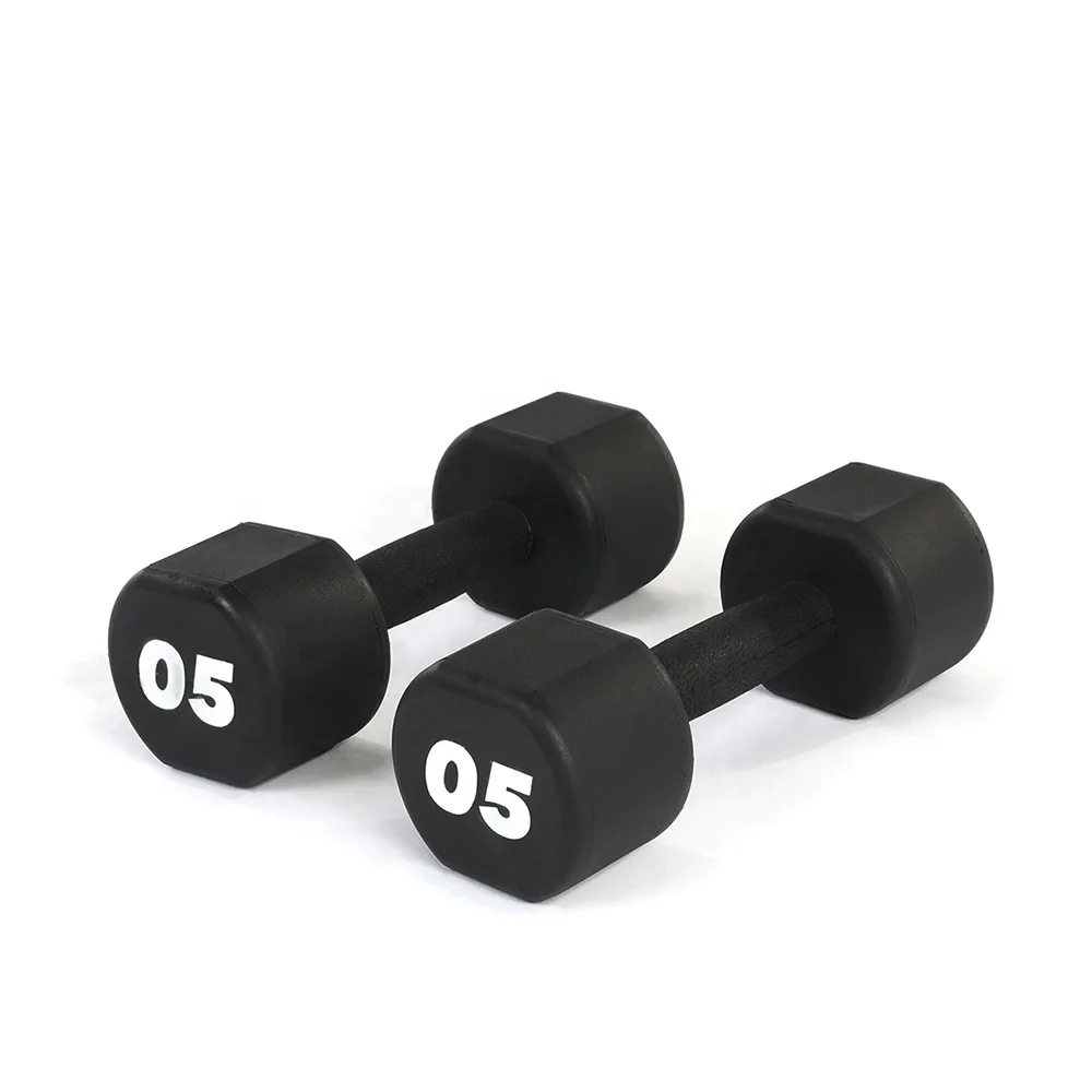 

Commercial use weight lifting PU coated dumbbell set, Black