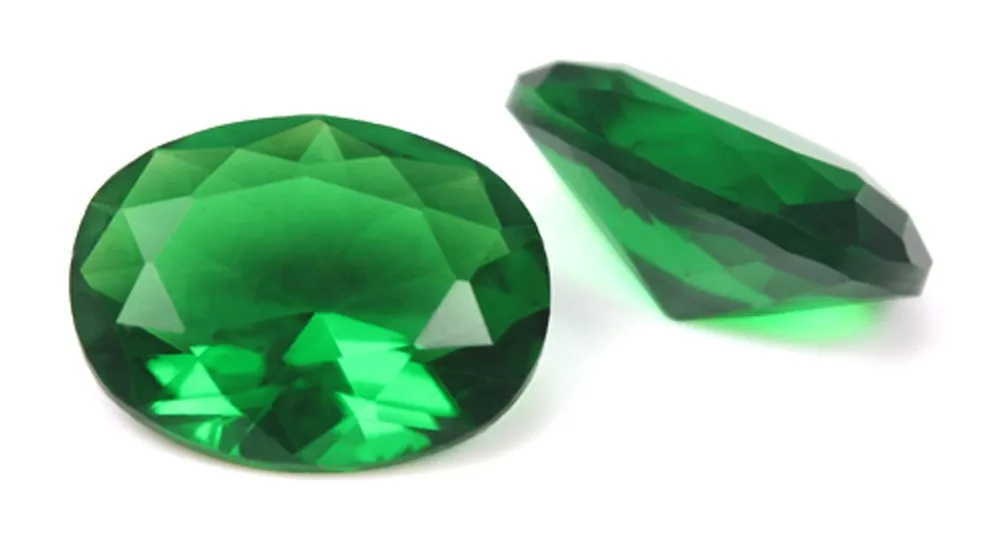 xygems 机器切割椭圆形切割绿色水晶玻璃宝石