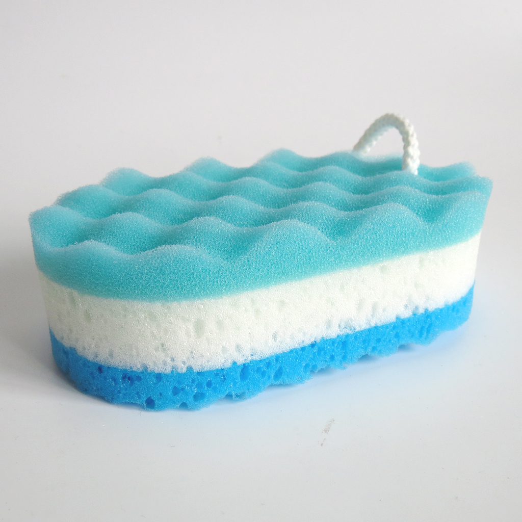 

soft filter sponge composite seaweed sponge bath sponge, White and blue