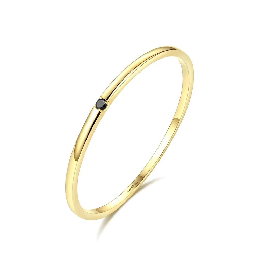 

CZCITY Charm Classic 14K Solid Gold Ring Jewelry Dainty Black Stone Rings for Women