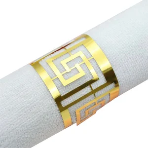 Image of Custom made wedding napkin rings with artistic name on it laser cut "magic square" metallic gold napkin rings wedding