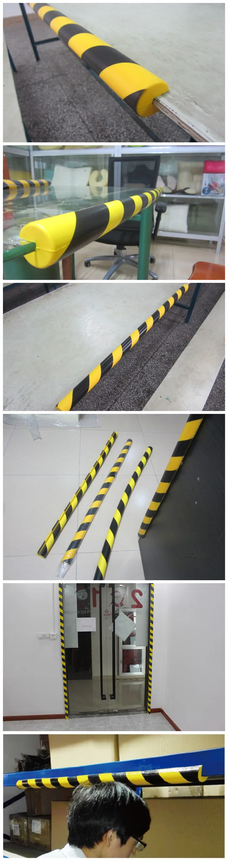 100*6*3cm yellow and black foam wall guard PU corner protector foam corner guard