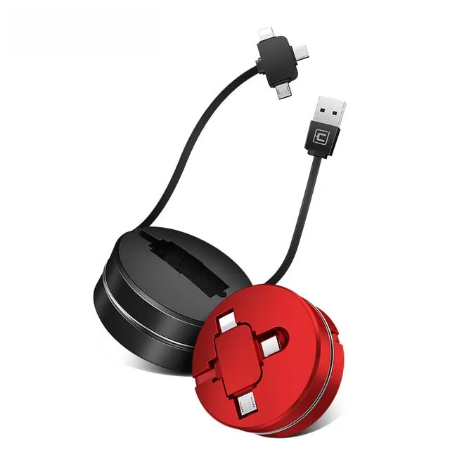 2019 CAFELE High Quality Logo Customizable TPE 3 in 1 Retractable Micro USB Cable Sync Data Charging Cable for Mobile