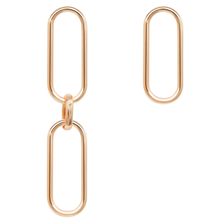 

Fashion women asymmetric rectangle shape European Golden Chain link earrings, Pink