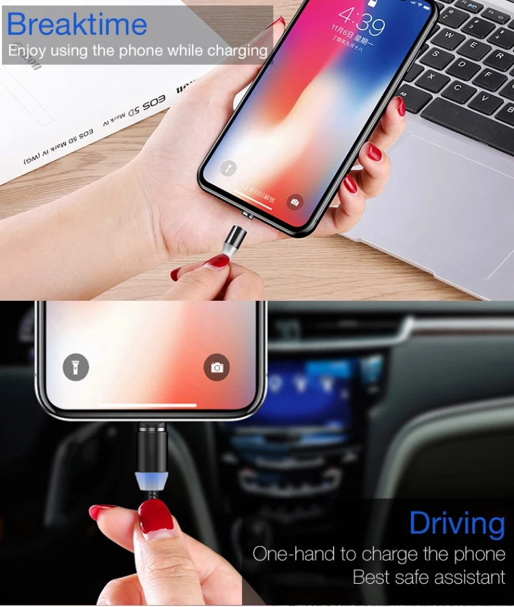 Hot sale 2.4A 3 in1 Nylon magnetic USB data line  charging USB cable for android and Type C and ios