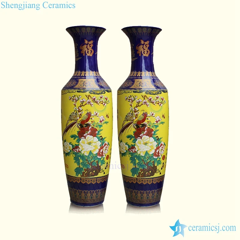 Wholesales Antique Chinese Tall Yellow Floor Ceramic Porcelain Flower Vase Large For Office Decoration Buy Price Chinese Ceramic Vases Flower Vases