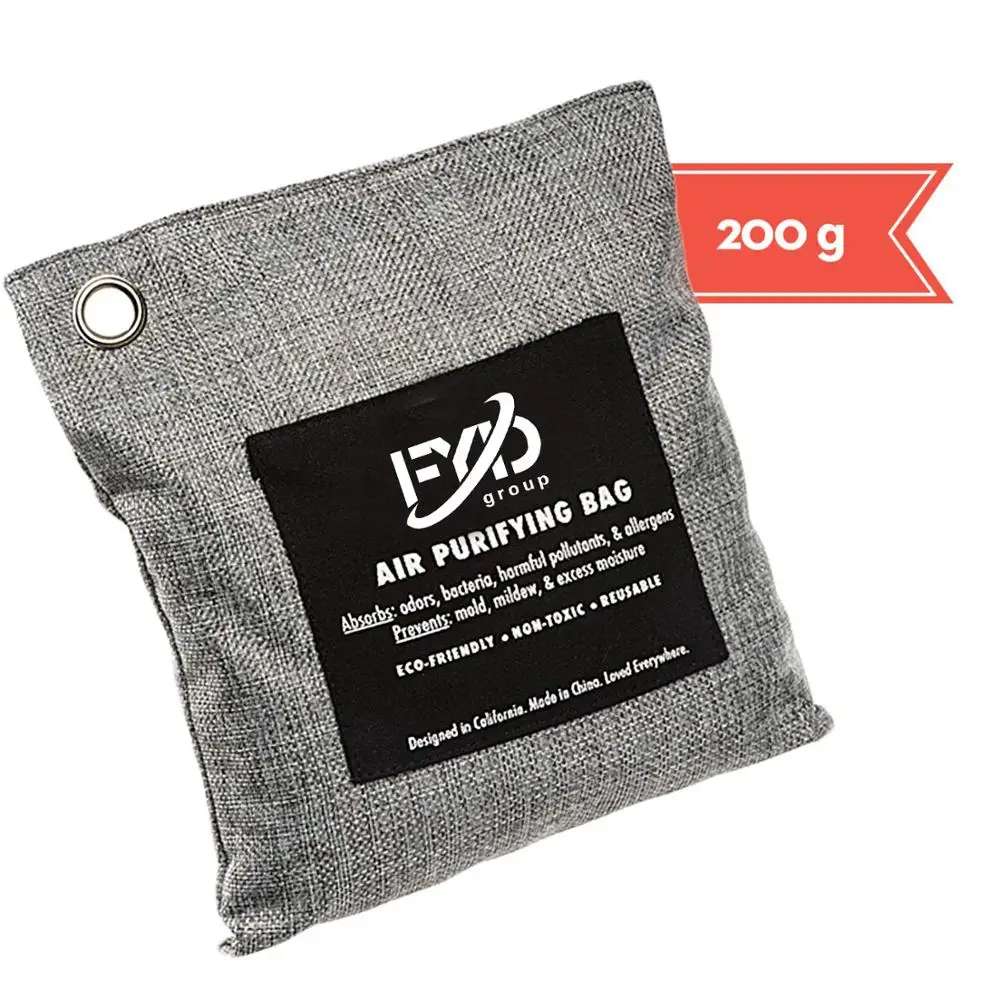 

Activated Bamboo Charcoal Bags Brand Customise Purifying Bag 4 Pack' Home Using Best Air Freshener, Grey