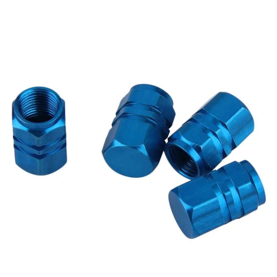 

4pcs/pack Theftproof Aluminum Car Wheel Tire Valves Tyre Stem Air Caps Airtight Cover blue color