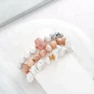 2019 New style white howlite beads three layer bracelet jewelry
