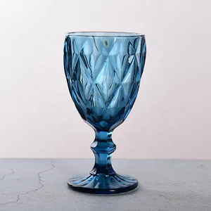Vintage Blue colored stem wine goblets wholesale