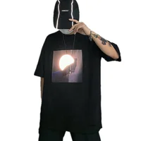 

Couple Hip Hop Fashion Reflective Printing Women Oversize 100%Cotton T Shirt Men