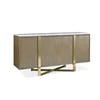 Vintage stainless steel marble top buffet cabinet, wooden sideboard