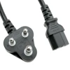 BS546 (SANS 164-3) standard South Africa to C13 power cord 3 pin plug to IEC C13 with H05VV-F 0.75mm black wire 6 feet long
