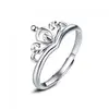 New sold by 3pcs lot us ring size 8 bulk platinum plated 925 sterling silver princess crown adjustable ring for women 647231