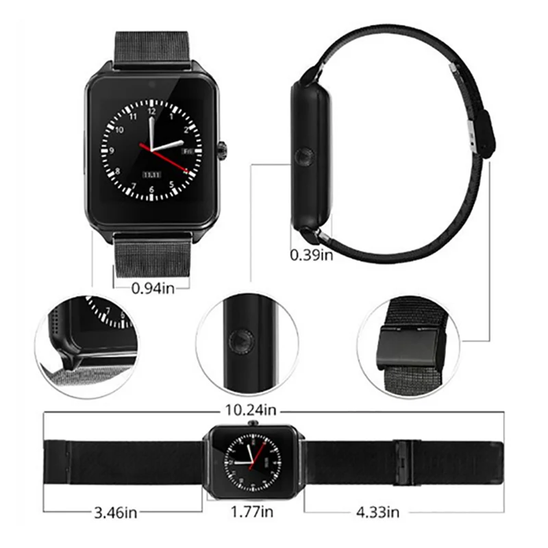 New Arrival BT Z60 Smart Watch Men with Touch Screen Big Battery Support TF Sim Card Camera for IPhone xiaomi samsung