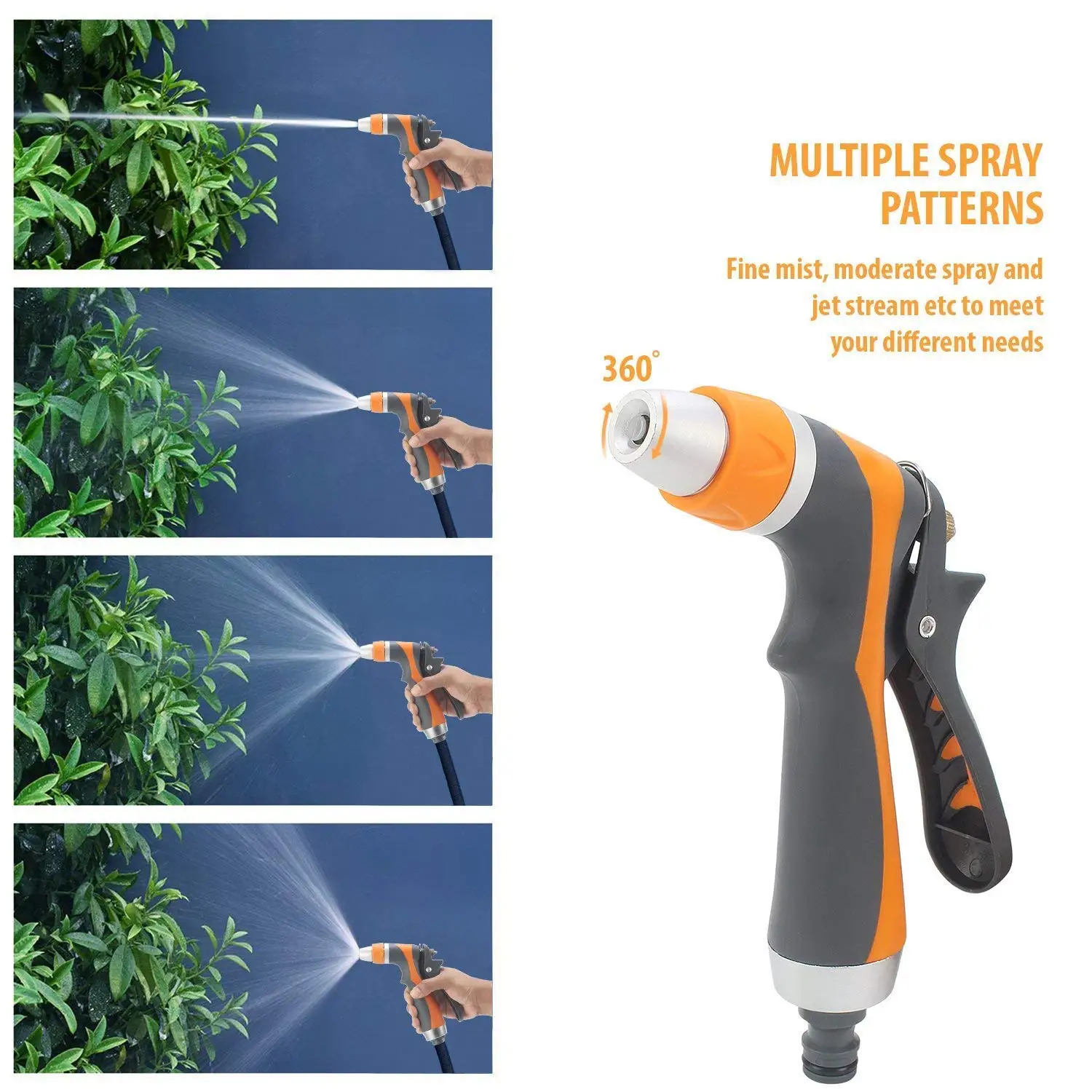 Metal Portable Garden Spray Nozzle With Soft Handle