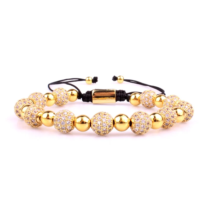 

2019 Fashion Bracelet Copper Bead Golden Zircon ball Bracelet, Picture