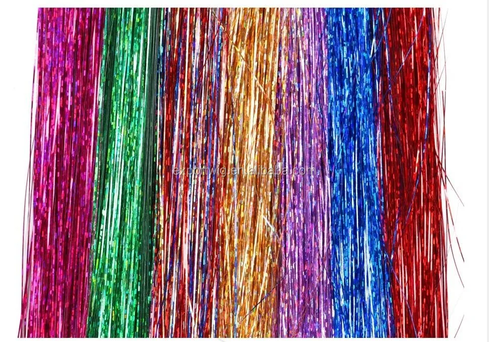 120cm Hair Tinsel 20g 600700 Strands 12 Colors Silver Purple Rainbow