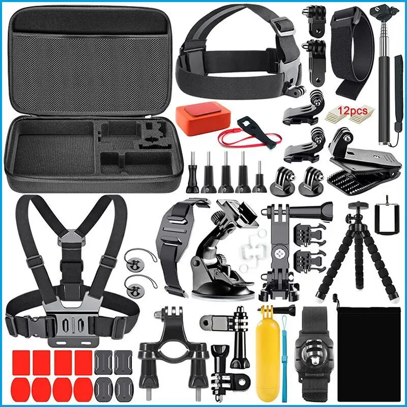 

Factory Price 50 in 1 for gopro hero 4 silver Black Accessories kit /set / pack for GoPro 5 4 3