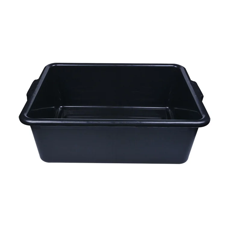 

Heavy duty plastic storage tableware box large black tote box for restaurant, White/gray/black