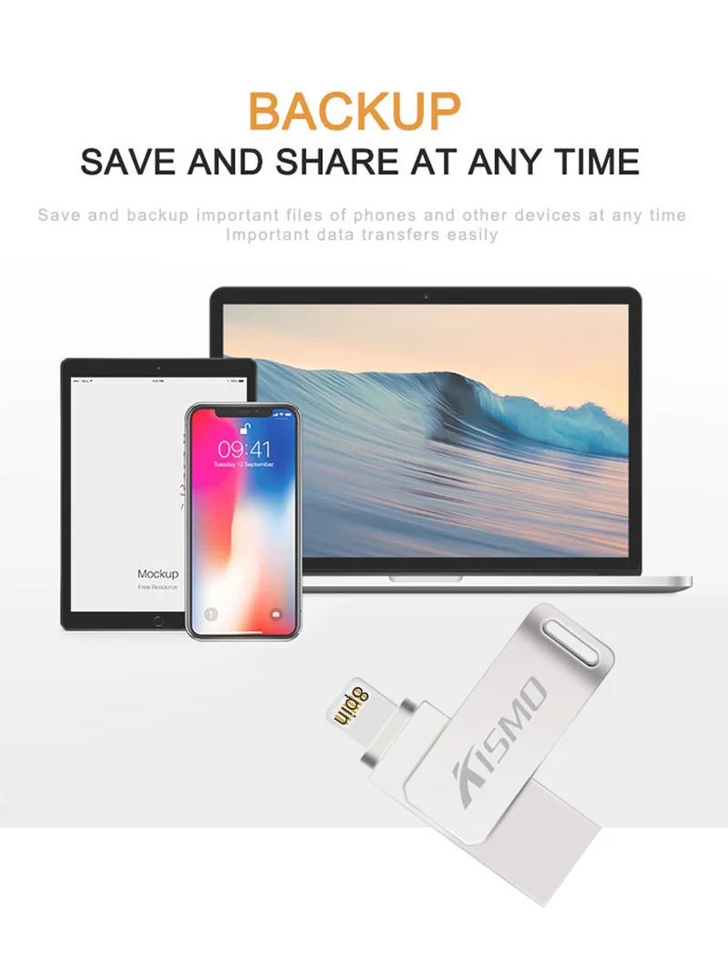 Kismo Metal USB Flash Drive Mini U Disk OTG Pen Drive For iphone 6 7 8 Plus 6S 5S 5C iPad Mini Air 2 - ANKUX.COM