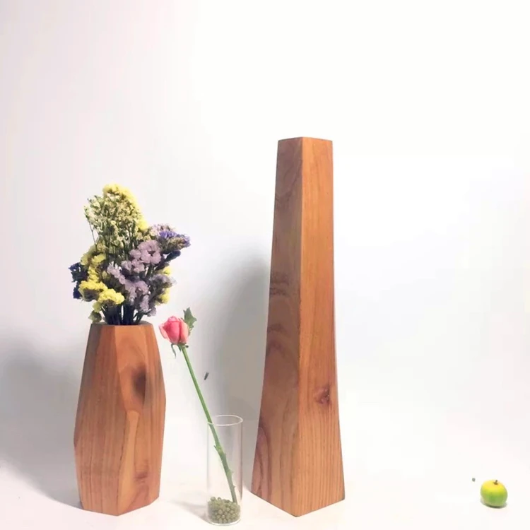 Custom Collins Luxury Black Walnut Wood Vases Natural Wood Flower Vases
