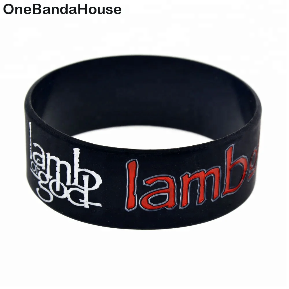 

25PCS Black 1 Inch Wide Lamb of God Silicone Bracelet for Music Fans