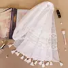 Wholesale 2019 new arrival solid color big long hijab high quality plain viscose long women patchwork lace tudung