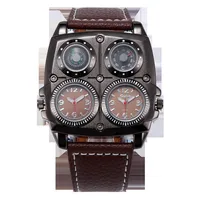 

Oulm 1140 Men Top Brand Fashion Luxury Watches Double Time Zone Outdoor Compass Wristwatch Thermometer Quartz Watch