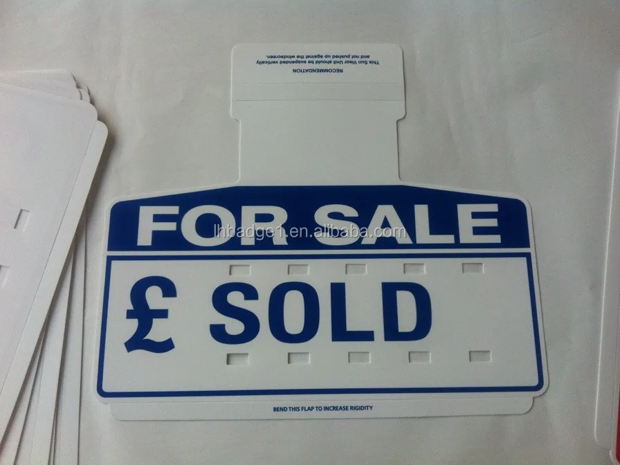 Plastic Car Sunvisor Sale Price Tag,Replaceable Price Tag For Car Sale