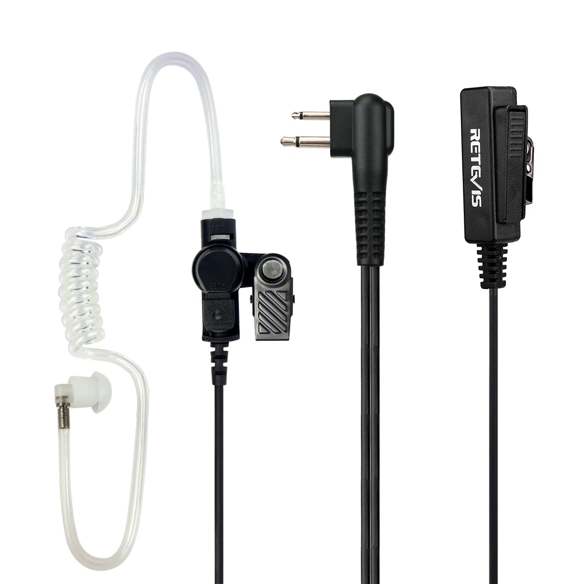 Retevis 2 Pin Acoustic Tube Earpiece Mic Ptt Walkie Talkies Earpiece ...