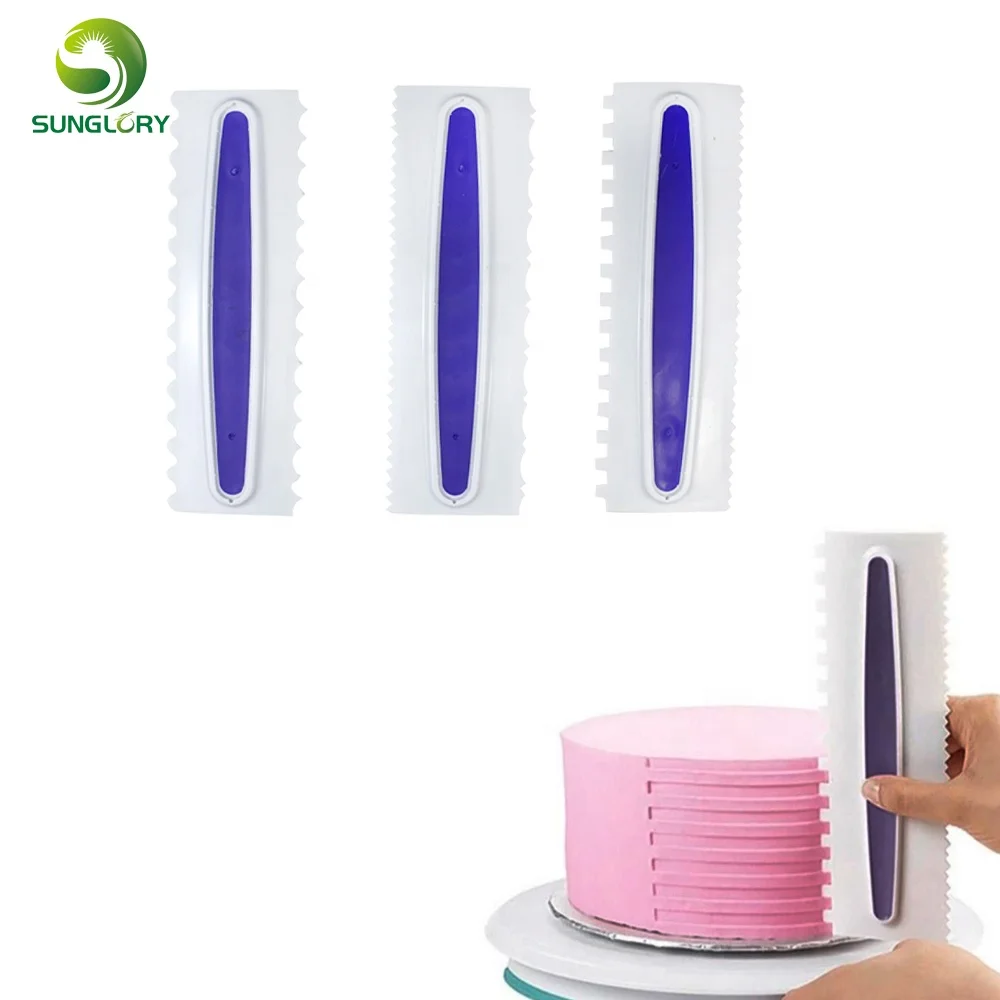 

DIY 3PCS/SET Pastry Icing Comb Set Plastic Fondant Spatulas Cake Scraper Smoother Polisher Baking Tools For Cakes Bakeware Mold