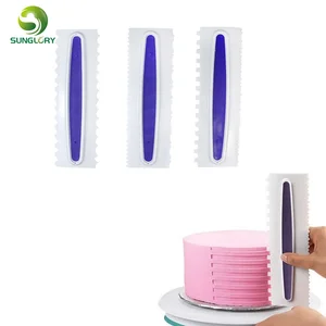 DIY 3PCS/SET Pastry Icing Comb Set Plastic Fondant Spatulas Cake Scraper Smoother Polisher Baking Tools For Cakes Bakeware Mold