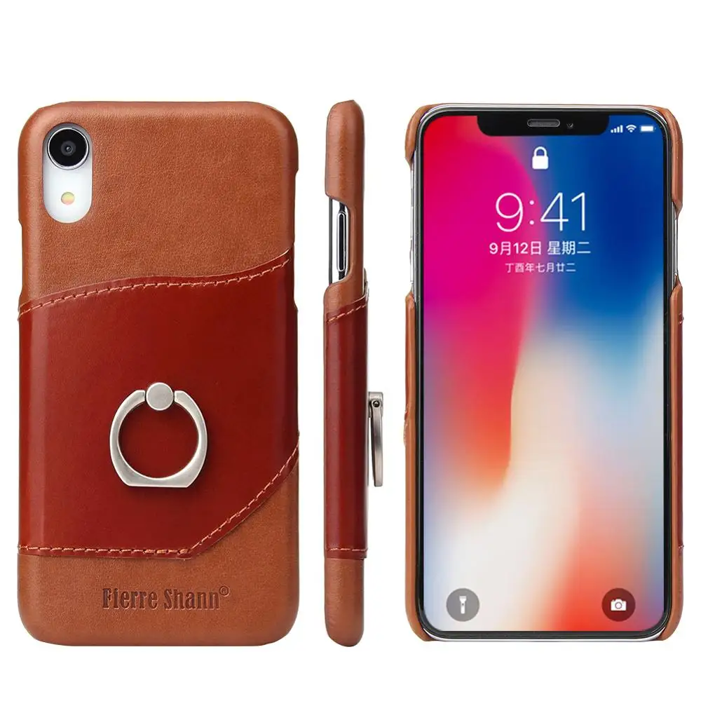 

Genuine Leather Wallet Cover for Apple iPhone XR Case Black, Black+green, light+dark brown, red+light brown