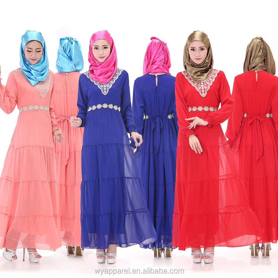 

Wholesale chiffon material muslim women dress high quality abaya with free shipping, As picture show