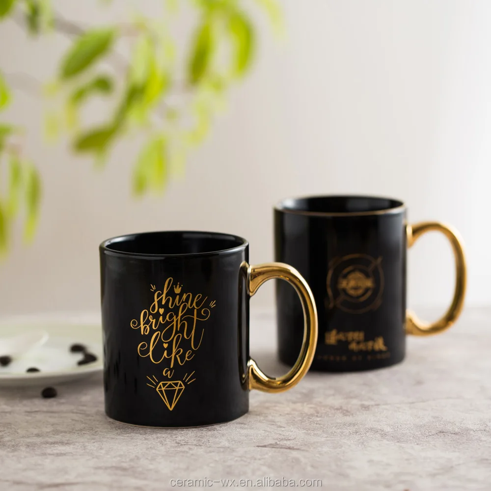 Gold Handle Mug/black Gold Mug/gold Foil Mugs - Buy Square Handle Mug ...