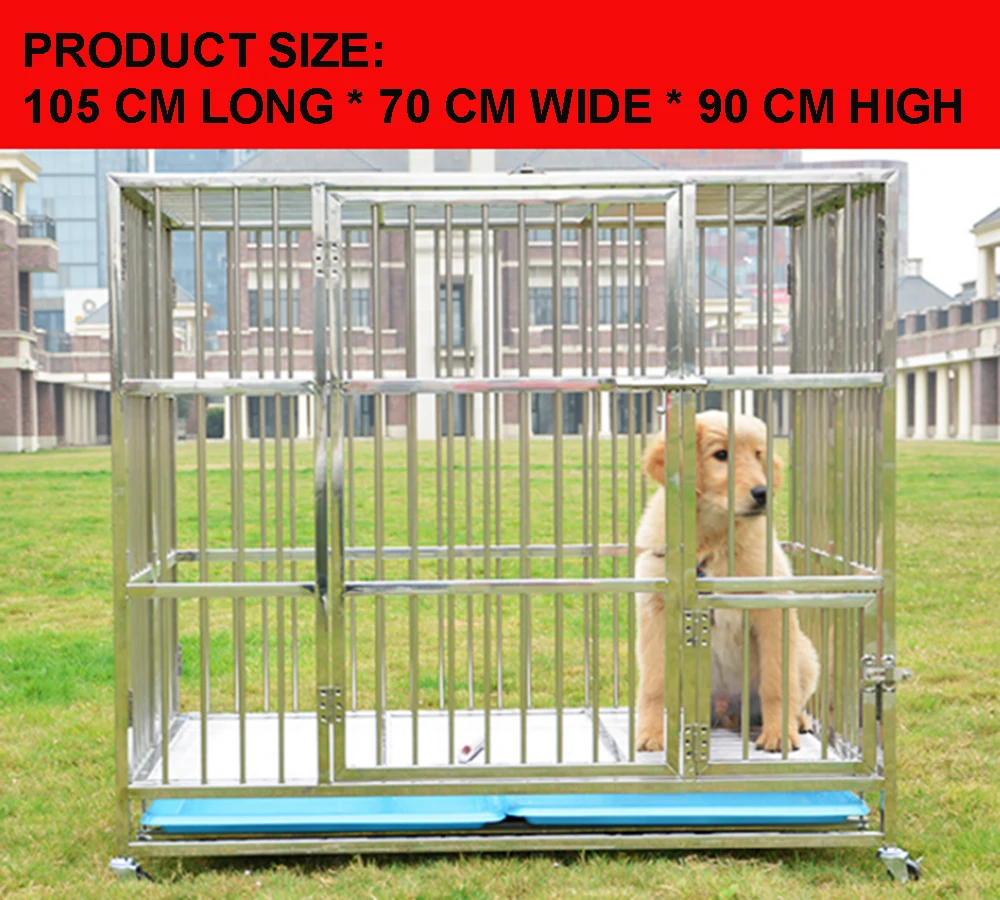 Wholesale Heavy Duty Stainless Steel Dog Cage,Large Double Foldable Dog