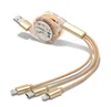 Multi USB Charging Cable 3 in 1 Retractable Fast Charge With Micro USB Type C Iphone